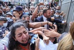 Para aktivis dan keluarga korban ledakan Beirut melakukan aksi protes di Beirut, Lebanon 29 September 2021 (foto: dok).