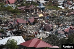 An aerial view of the destruction caused by an earthquake and liquefaction in the Petabo neighbourhood in Palu, Central Sulawesi, Indonesia, Oct. 7, 2018.