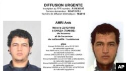 La police allemande a publié la photo d’Anis Amri, suspect tunisien de l'attentat au camion-bélier perpétré sur un marché de Noël à Berlin. AP/Police allemande, 21 décembre 2016.