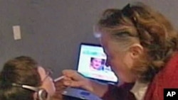 A mother with an autistic child