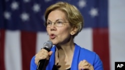 Democratic presidential candidate Sen. Elizabeth Warren, D-Mass., addresses an audience at a campaign event, Nov. 11, 2019, in Exeter, N.H.