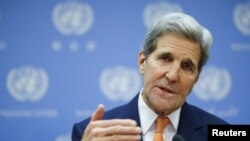 FILE - U.S. Secretary of State John Kerry, shown speaking at the United Nations, Dec. 18, 2015, used the Arabic term “Daesh” close to 20 times when referring to Islamic State extremists in a recent speech. 