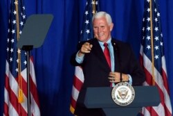 Vice President Miek Pence speaks to hundreds of supporters during a rally at an airplane hangar on Oct. 27, 2020, in Greenville, S.C.