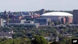This Sept. 21, 2015, file photo, shows The Carrier Dome at Syracuse University in Syracuse, N.Y. (AP Photo/Mike Groll, File)