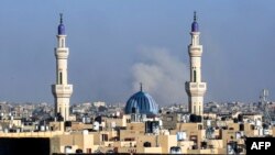 Smoke billows following Israeli bombardment in Rafah, in the southern Gaza Strip, on May 25, 2024.