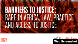Web screenshot of cover of Equality Now's Barriers to Justice report.
