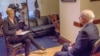 Serbian Service broadcaster Milena Djurdjic interviews Senator John McCain, February 8, 2016.