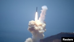 The Ground-based Midcourse Defense (GMD) element of the U.S. ballistic missile defense system launches during a flight test from Vandenberg Air Force Base, Calif., May 30, 2017. 