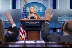 White House press secretary Kayleigh McEnany speaks during a news conference at the White House, Sept. 24, 2020.