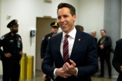 Sen. Josh Hawley R-Missouri, walks on Capitol Hill in Washington, Jan. 22, 2020.