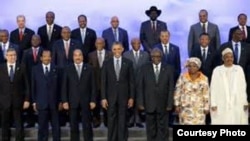 FILE - President Obama with African leaders.