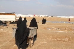 Teenage boys are regularly taken from al-Hol and placed in school/detention center meant to de-radicalize them. Mothers here say they are imprisoned for no reason, Feb. 18, 2020. (Heather Murdock/VOA)