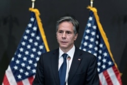 U.S. Secretary of State Antony Blinken speaks with reporters in Amman, Jordan, May 26, 2021.