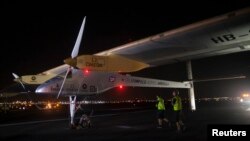 Solar Impulse is seen at JFK airport in New York, July 6, 2013. 