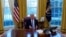 President Donald Trump gestures during an interview with Reuters at the White House in Washington, Jan. 17, 2018. 