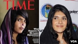 Bibi Aisha, sebelum dan sesudah menjalani operasi wajah di negara bagian Kalifornia, AS.