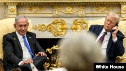 دونالد ترامپ، رئیس‌جمهوری آمریکا و بنیامین نتانیاهو نخست وزیر اسرائيل در کاخ سفید 