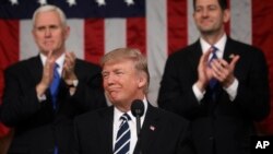 President Donald Trump addresses a joint session of Congress on Capitol Hill in Washington, Feb. 28, 2017. 