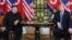 U.S. President Donald Trump and North Korea's leader Kim Jong Un meet during the second U.S.-North Korea summit at the Sofitel Legend Metropole hotel in Hanoi, Feb. 28, 2019.