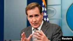 Juru bicara Dewan Keamanan Nasional AS, John Kirby, menggelar konferensi pers di Gedung Putih, Washington, pada 26 Oktober 2023. (Foto: Reuters/Ken Cedeno)