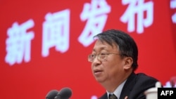 Shen Chunyao, director of the Hong Kong, Macau and Basic Law Commission, speaks at a press conference in Beijing, China, Nov. 1, 2019. 