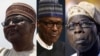 Le président nigérian Muhammadu Buhari (au centre) et deux de ses prédécesseurs, Ibrahim Babangida (à g., au pouvoir 1985-93) et Olusegun Obasanjo (à dr., au pouvoir 1976-79 et 1999-2007). Tous des anciens putschistes reconvertis. (Photo AP)