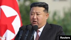 FILE - North Korean leader Kim Jong Un visits the National Defense University in Pyongyang, North Korea, October 7, 2024.