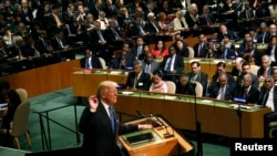 U.S. President Donald Trump addresses the 72nd United Nations General Assembly at U.N. headquarters in New York, Sept. 19, 2017.