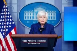 Treasury Secretary Janet Yellen speaks during a press briefing at the White House, May 7, 2021.