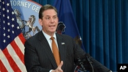 In this Aug. 16, 2016, file photo, Bruce L. Castor Jr. speaks a day before taking the oath to become acting attorney general during a news conference in the agency's headquarters in Harrisburg, Pa.