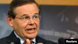 Senator Robert Menendez (D-NJ) speaks at a news conference on comprehensive immigration reform at the U.S. Capitol in Washington, January 28, 2013 file photo. 