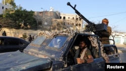 New Houthi recruits parade to show support to Palestinians in the Gaza Strip, in Sanaa, Yemen, on Feb. 1, 2024.
