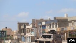 A residential neighborhood in Tripoli's suburbs after a battle, April 28, 2019. (Heather Murdock/VOA)