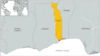 Map of Togo, Africa