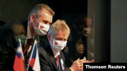 Czech Senate chairman Milos Vystrcil delivers a speech at an investment forum in Taipei, Aug. 31, 2020.