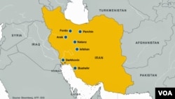 Map of Iran's nuclear sites