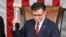 US Speaker of the House Mike Johnson, Republican from Louisiana, holds up the gavel after he won the vote for Speaker of the House, during the first day of the 119th Congress in the House Chamber at the US Capitol in Washington, DC, on January 3, 2025. (