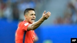 Alexis Sanchez lors de la finale de la Coupe des confédérations entre le Chili et l'Allemagne, Russie le 2 juillet 2017