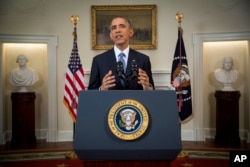 President Barack Obama announces a major shift in U.S-Cuba relations, Dec. 17, 2014.