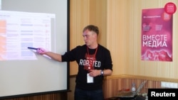 FILE - Russian journalist Ivan Golunov is seen in Moscow, Russia, Oct. 27, 2018.