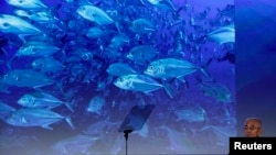 Kiribati's President Anote Tong delivers opening remarks at the "Our Ocean" conference at the State Department in Washington, June 16, 2014. 