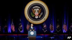 President Barack Obama speaks at McCormick Place in Chicago, Jan. 10, 2017, giving his presidential farewell address. 