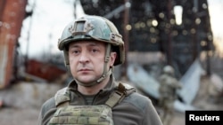 Ukrainian President Zelenskiy visits combat positions in the Donetsk region