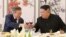 South Korean President Moon Jae-in makes a toast with North Korean leader Kim Jong Un during a luncheon at Samjiyon Guesthouse in Ryanggang province, North Korea, Sept. 20, 2018.