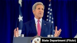 U.S. Secretary of State John Kerry delivers a speech about the Iran nuclear agreement at the National Constitution Center in Philadelphia, Pennsylvania, Sept. 2, 2015.