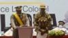 Le colonel Assimi Goïta lors de sa cérémonie d'investiture à la tête du Mali.