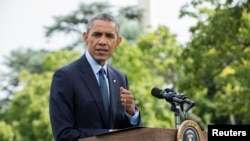 FILE - U.S. President Barack Obama is seen announcing a previous set of sanctions against Russia at the White House in Washington, D.C., July 29, 2014.