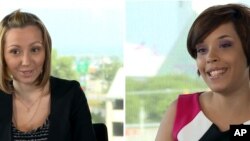 Images from the video provided by Hennes Paynter Communications shows from left: Amanda Berry, Gina DeJesus and Michelle Knight.