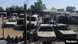 Gidajen da suka kone bayan hare-haren Boko Haram a Bama