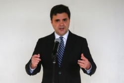 Ricardo Zuniga, U.S. President Joe Biden's special envoy for the Northern Triangle, speaks with the media in San Salvador, El Salvador on May 12, 2021.